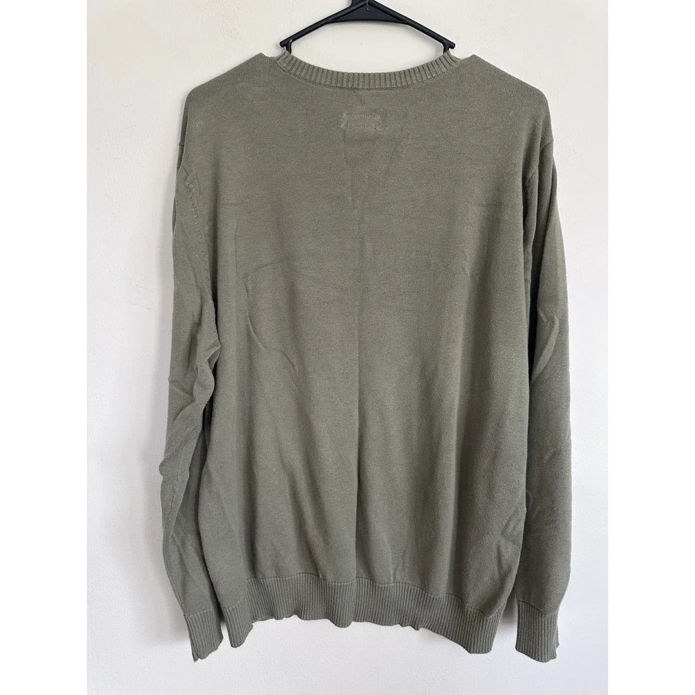 Vintage St. Johns Bay 90s Sweater Crew Neck 100% Cotton Olive Green Mens LARGE